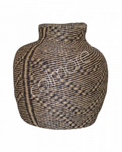 Decoratieve vaas naturel/zwart zeegras 45x45x44