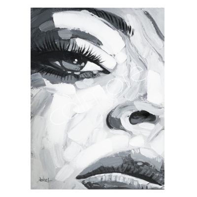 Handbeschilderd gezicht grijs op canvas 70x100
