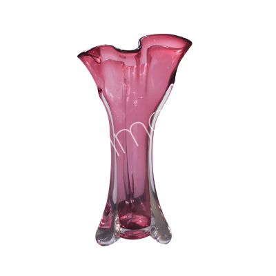 Vaas handgeblazen roze glas 25x24x42