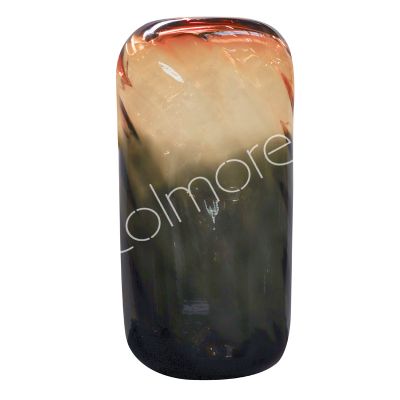 Vaas handgeblazen zwart/oranje glas 20x14x38