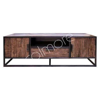 TV meubel op ijzeren staander hout IR 130x40x45