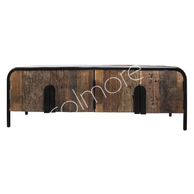 TV-meubel gerecycled hout naturel met IR zwart 170x40x56