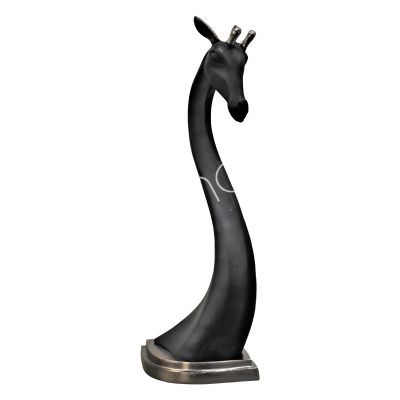 Sculptuur giraffen ALU/ZWART ant.nikkel voet 43x28x98