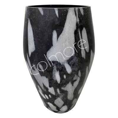Vaas glas mat zwart multi color 27x27x46