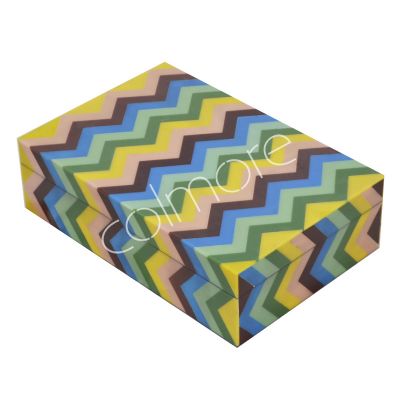 Doos zigzag veelkleurig RESIN 13x13x15