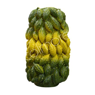 Vaas cucumis geel/groen keramiek 29x29x50