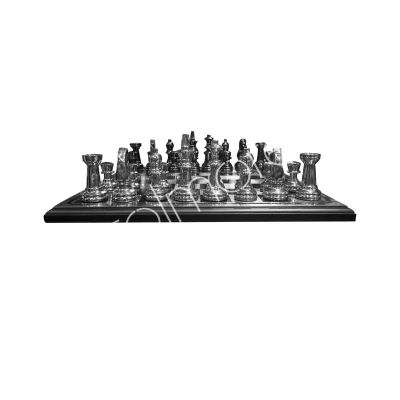 Schaakbord zwart/zilver rvs ALU/NI hout 40x40x5