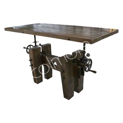 Eettafel verstelbaar essengrijs hout IR 150x70x76/100