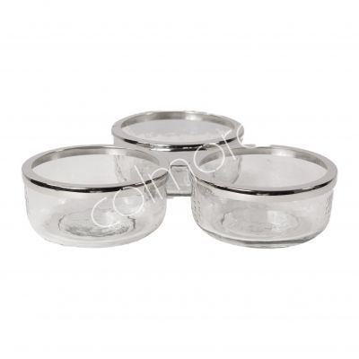 Drie schalen gehamerd glas BR / NI 31x28x6