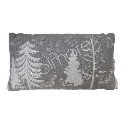 Kussen x-mas bomen grijs/wit vilt 35x60