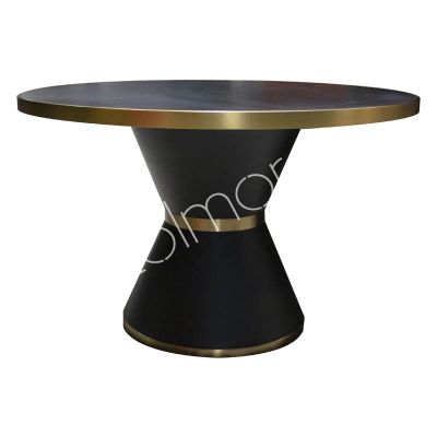 Eettafel rond keramisch blad mat zwart rvs/FR.GOLD 120x120